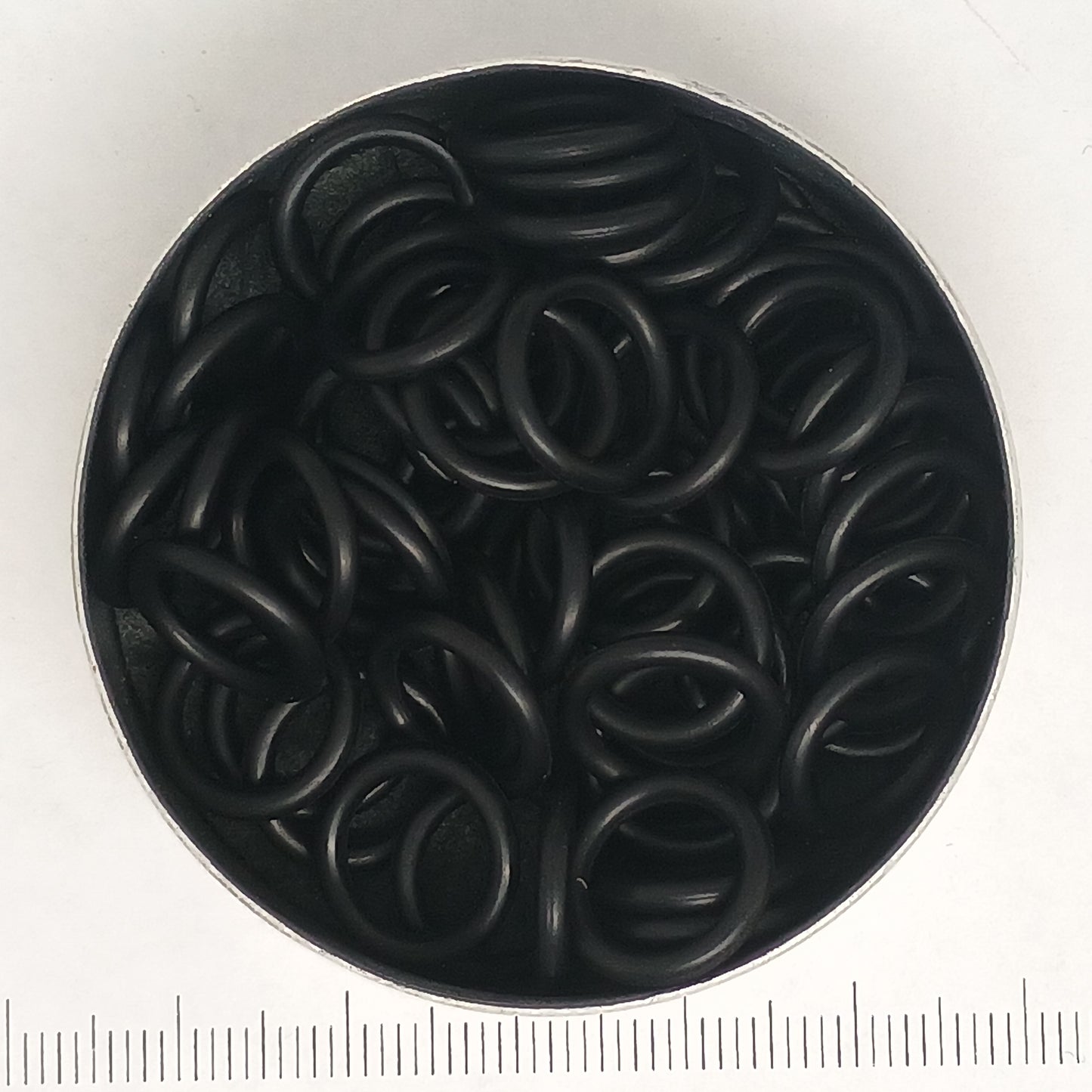 Zwart rubber, 2.0x9.0 mm, 100 ringetjes