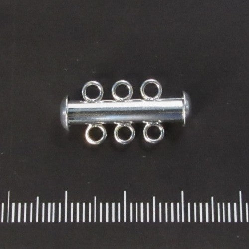 Schuifsluiting drie rijen, verzilverd