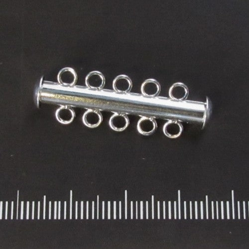 Schuifsluiting vijf rijen, verzilverd