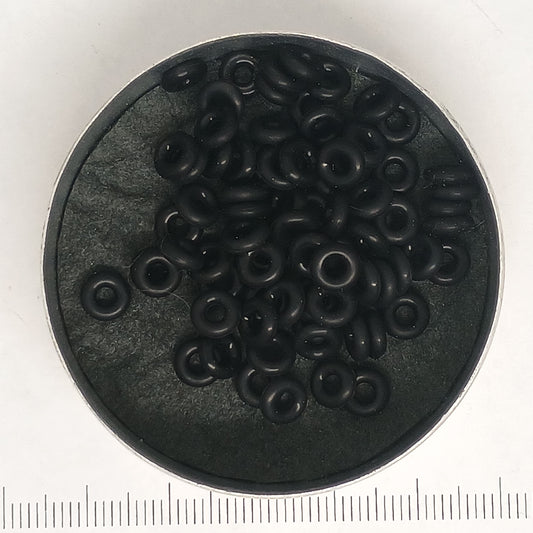 Zwart rubber, 1.9x2.2 mm, 100 ringetjes