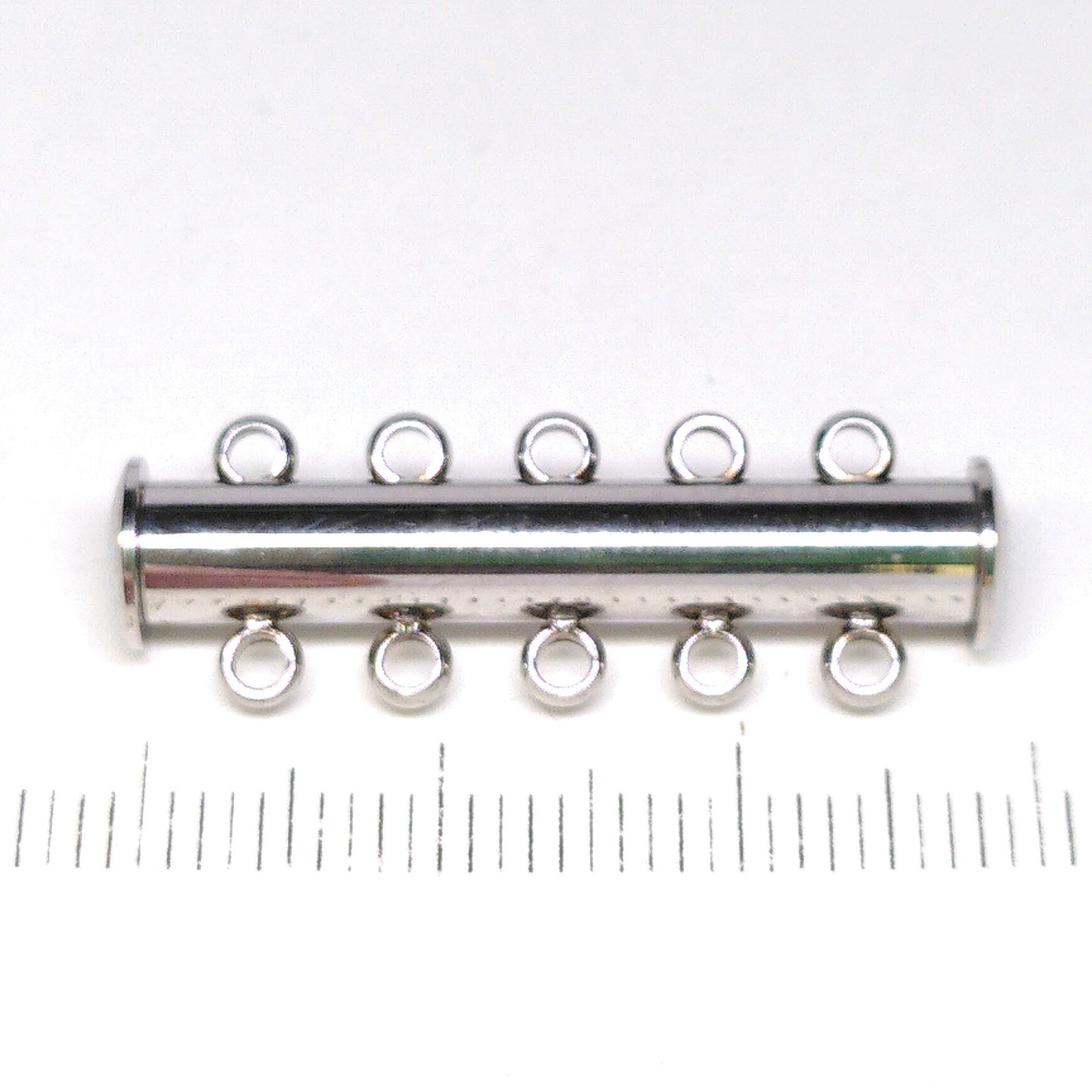 Schuifsluiting met magneet, vijf rijen, RVS