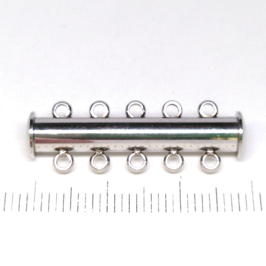 Schuifsluiting met magneet, vijf rijen, RVS