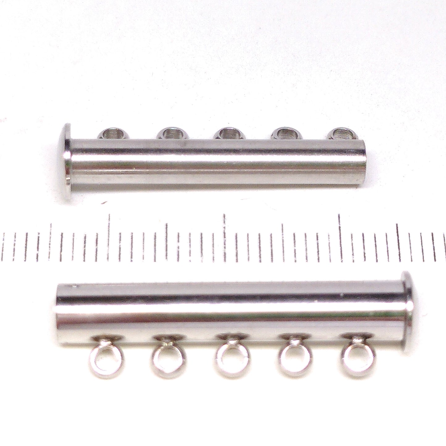 Schuifsluiting met magneet, vijf rijen, RVS