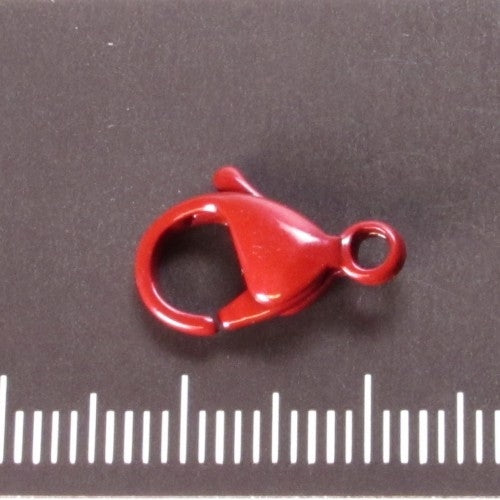 RVS karabijnhaak rood gelakt, 15 mm